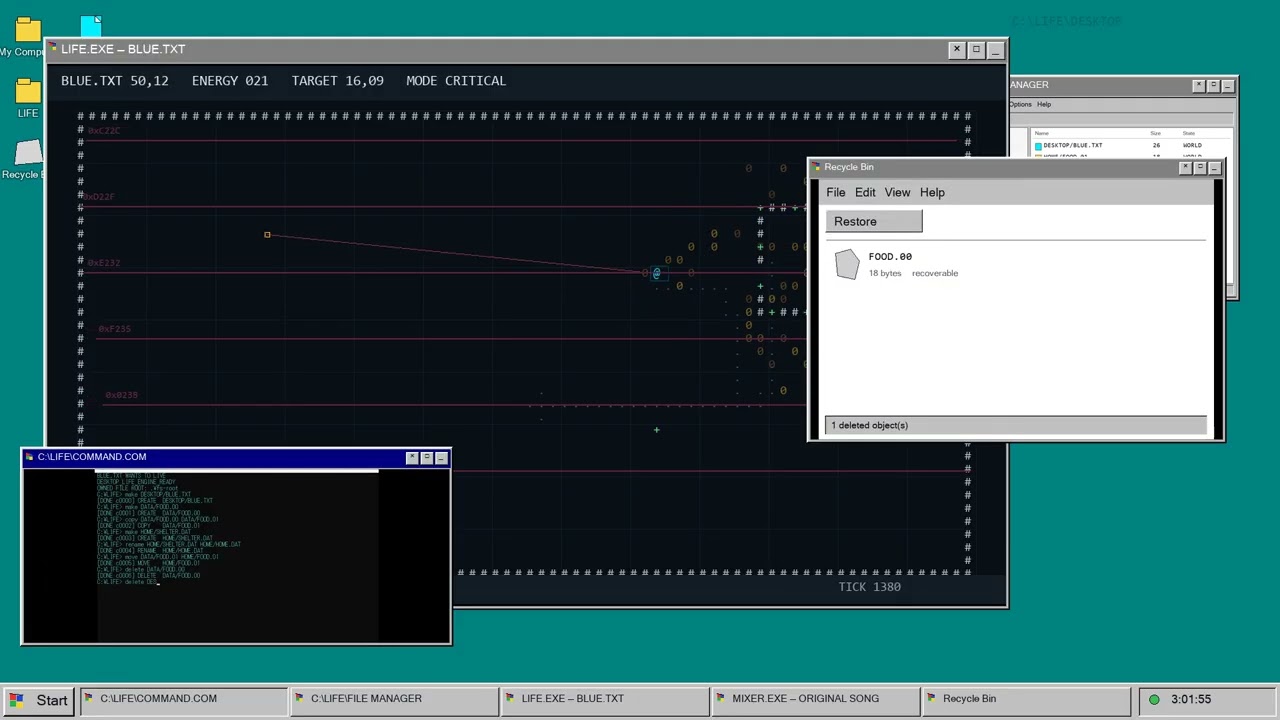 Windows 95風の画面で展開する映像作品BLUE.TXT WANTS TO LIVE
